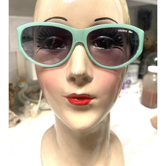 Lacoste Vintage Mint Green Gold Sunglasses 1990’s Green Pattern - Picture 16 of 16